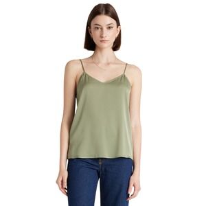 Quince Silk Camisole Olive Green Minimalist Layering Tank Top Womens Small